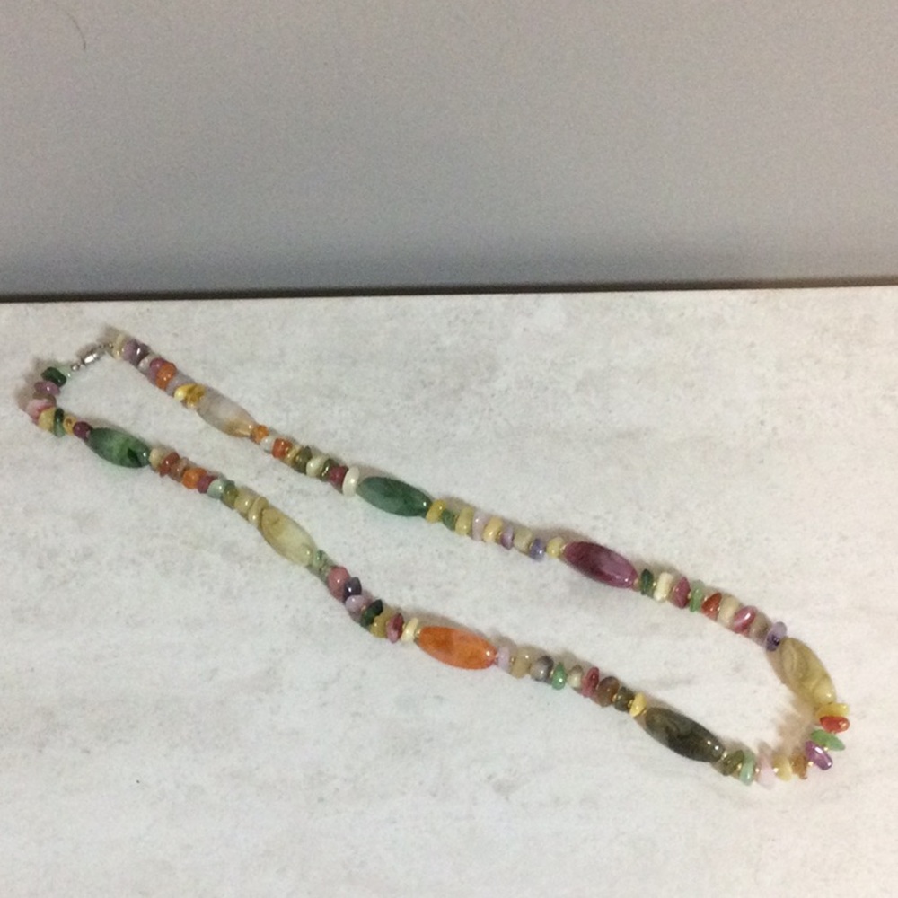 14” earth tone beaded necklace